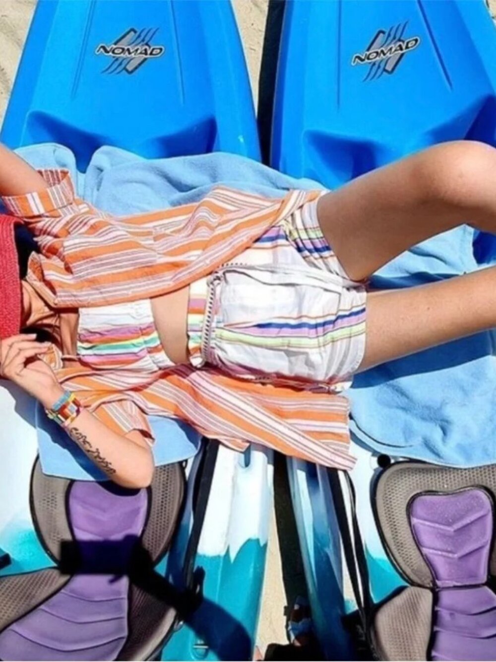 H&M X Lemlem Orange White Striped Oversized Shirt Dress Cover Up Size Adult